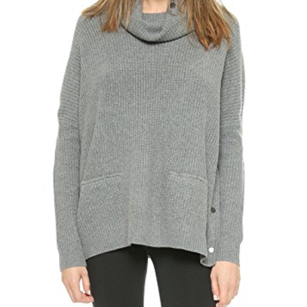Vince Ribbed Snap Turtleneck Sweater - Picture 1 of 6